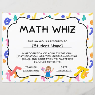 Eind van het Jaar Wiskunde WHIZ Student Recognitio