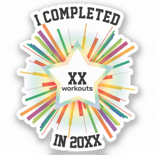 Eind van het Jaar Workout Tally (Regenboog) Sticker (Voorkant)
