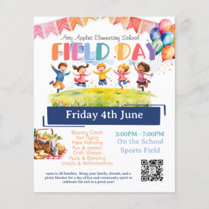 Eind van het schooljaar Fielddag fondsenwerving Flyer