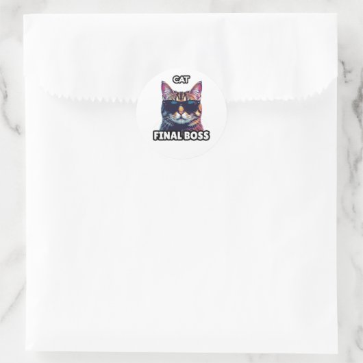 Eindbaas Kat Ronde Sticker (Tas)