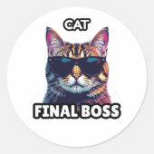 Eindbaas Kat Ronde Sticker (Voorkant)