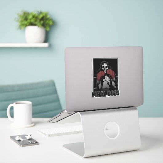 eindbaas sticker (Laptop op bureau)