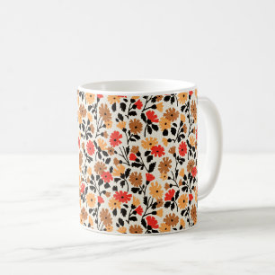 Eindbladeren van Art bloempatroon Koffiemok