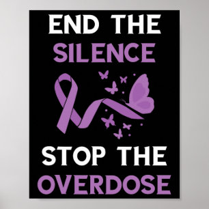 Einde aan de stilte paarse lint overdosis bewustzi poster