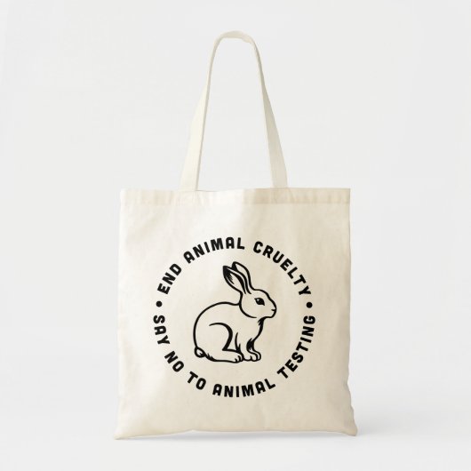Einde dierenmishandeling zeg nee tegen dierproeven tote bag (Voorkant)