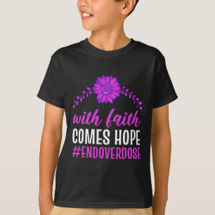Einde Overdosis Met geloof komt hoop Paarse bloem T-shirt