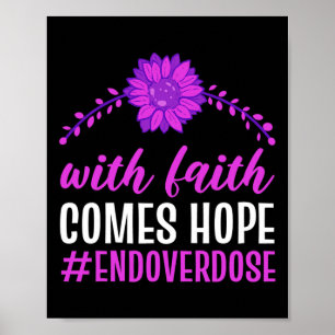 Einde Overdosis Met Geloven Komt Hoop Paarse Bloem Poster