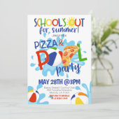 Einde School Pizza & Pool Party Uitnodiging (Staand voorkant)