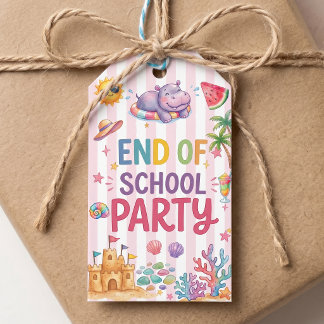 Einde Schoolfeest Strepen Cadeaulabel