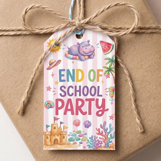Einde Schoolfeest Strepen Cadeaulabel