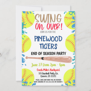 Einde Seizoen Softbal Feest Uitnodiging