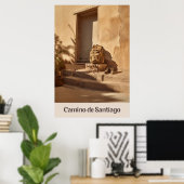 Einde van de dag op het Poster Camino de Santiago (Thuiskantoor)