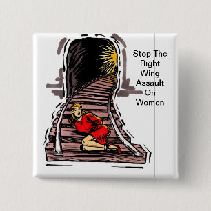 Einde van de rechtse aanval op vrouwen vierkante button 5,1 cm