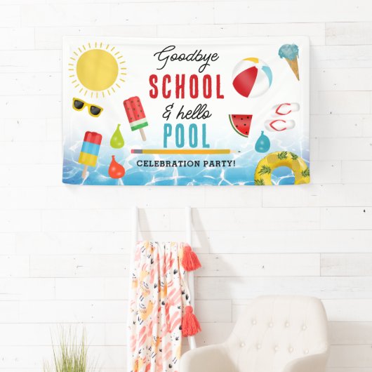 Einde van de School Fun Kinder Summer Pool Party Spandoek (Insitu)
