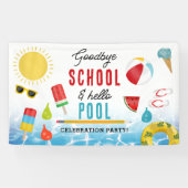 Einde van de School Fun Kinder Summer Pool Party Spandoek (Horizontaal)