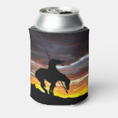 Einde van de Trail Silhouette met Prachtige zonson Blikjeskoeler (Blikje Achterkant)