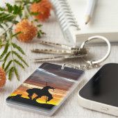 Einde van de trein met zonsondergang sleutelhanger (Voorkant Rechts)