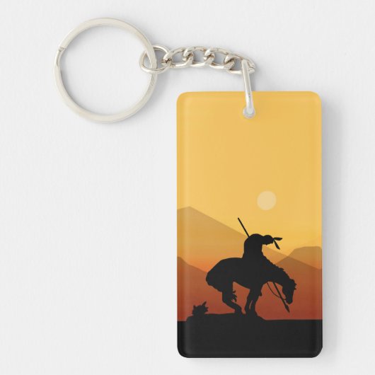 Einde van de trein met zonsondergang sleutelhanger (Voorkant)