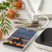 Einde van de trein met zonsondergang sleutelhanger (Voorkant Rechts)
