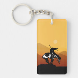 Einde van de trein met zonsondergang sleutelhanger