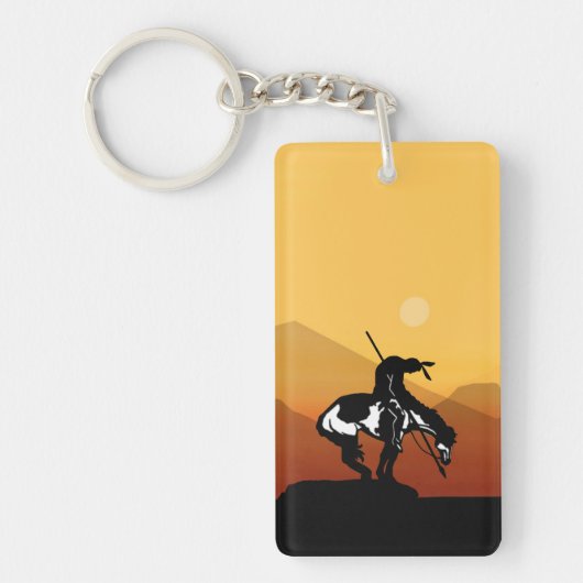 Einde van de trein met zonsondergang sleutelhanger (Voorkant)