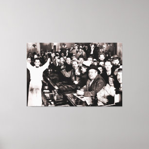 Einde van de verbodspartij bij de lokale balie in canvas afdruk