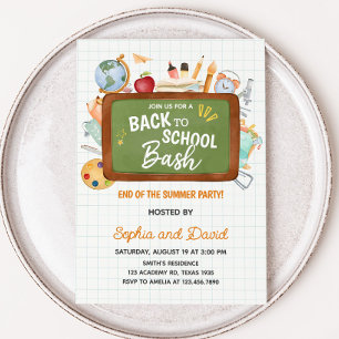 Einde van de zomer Back to School Bash Party Kaart