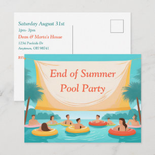 Einde van de zomer zwembadfeest aangepaste uitnodi briefkaart