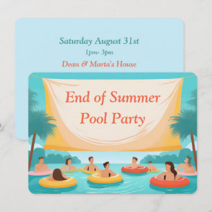 Einde van de zomer zwembadfeest aangepaste uitnodi kaart