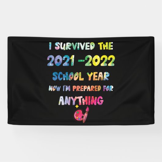 Einde van het jaar Schooloverleving kleurrijk 2021 Spandoek (Horizontaal)