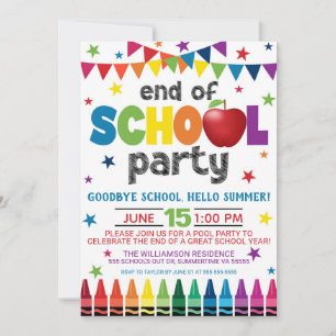 Einde van het schoolfeest uitnodiging, zomergraad  kaart