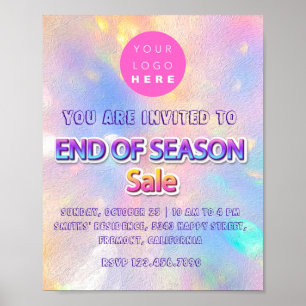 Einde van het seizoen Sale Roze Logo Holografisch Poster