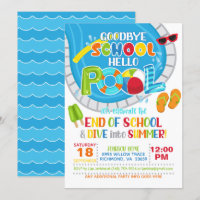 Einde van School Pool Party Uitnodiging - Jongen