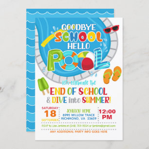 Einde van School Pool Party Uitnodiging - Jongen