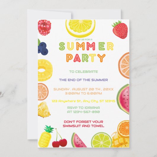 Einde van zomerpartij kaart (Voorkant)