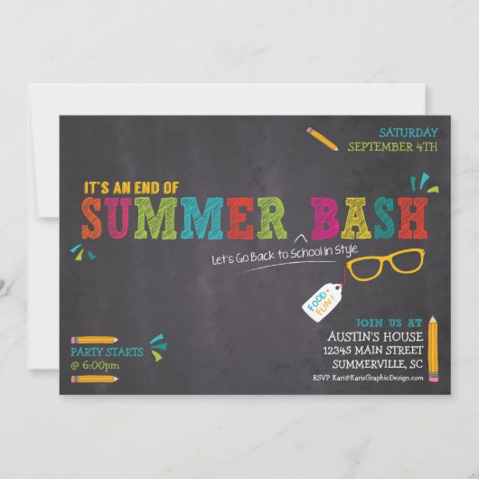 Einde zomer / Terug naar schoolbasis Kaart (Voorkant)