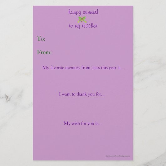 Eindejaars-brief van een leraar bedanken (Voorkant)