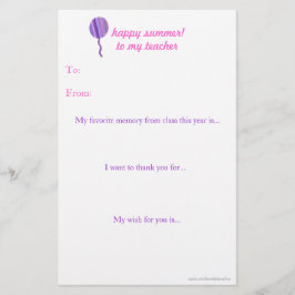 Eindejaars-brief van een leraar bedankje