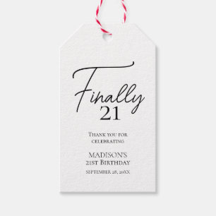 Eindelijk 21 Black & White 21e verjaardag Cadeaulabel