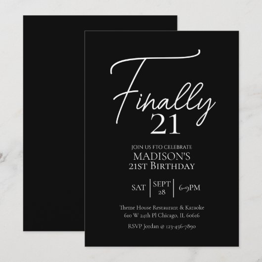 Eindelijk 21 Black & White 21e verjaardag Kaart (Voorkant / Achterkant)