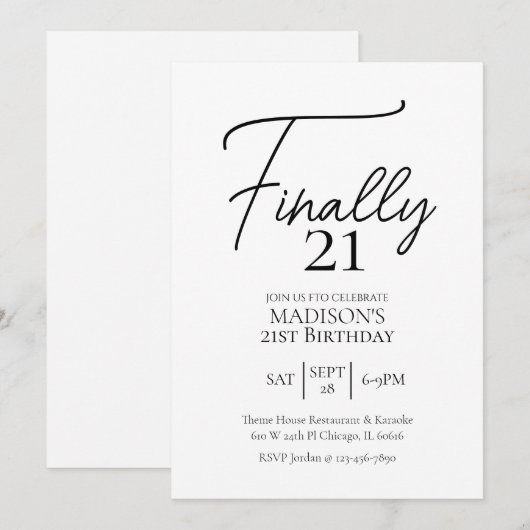Eindelijk 21 Black & White 21e verjaardag Kaart (Voorkant / Achterkant)