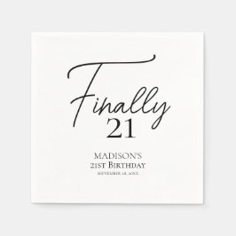 Eindelijk 21 Black & White 21e verjaardag Servet