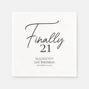 Eindelijk 21 Black & White 21e verjaardag Servet