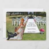 Eindelijk Bewaar de datum Grappig Interraciaal Paa Save The Date (Voorkant)