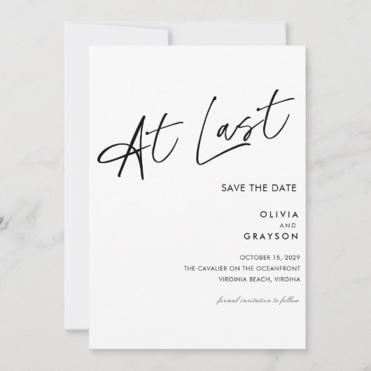 Eindelijk bewerkbaar Modern Minimalist Sla de datu Save The Date (Voorkant)