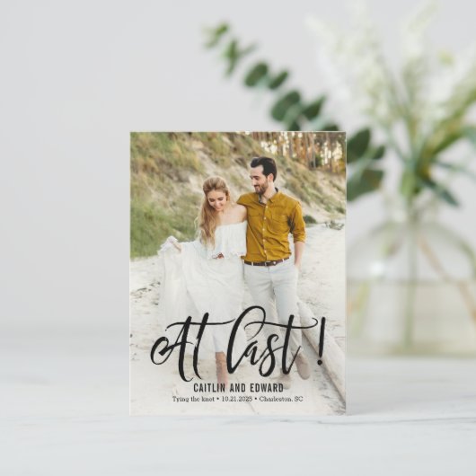 Eindelijk BEWERKBARE KLEUR De datum opslaan Briefkaart (Staand voorkant)