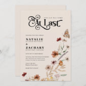 Eindelijk Boho Wildflower bruiloft Kaart (Voorkant / Achterkant)