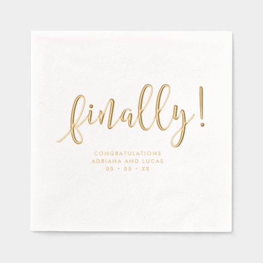 Eindelijk een eenvoudige moderne script engagement folie servetten (Voorkant)