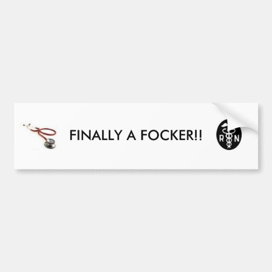 EINDELIJK EEN FOCKER!! BUMPERSTICKER (Voorkant)
