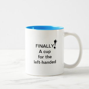 Eindelijk! Een kopje voor de linkshandige (L) Tweekleurige Koffiemok